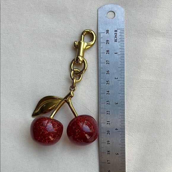 Cherry bag Charm in Gold and Red - Picture 7 of 12
